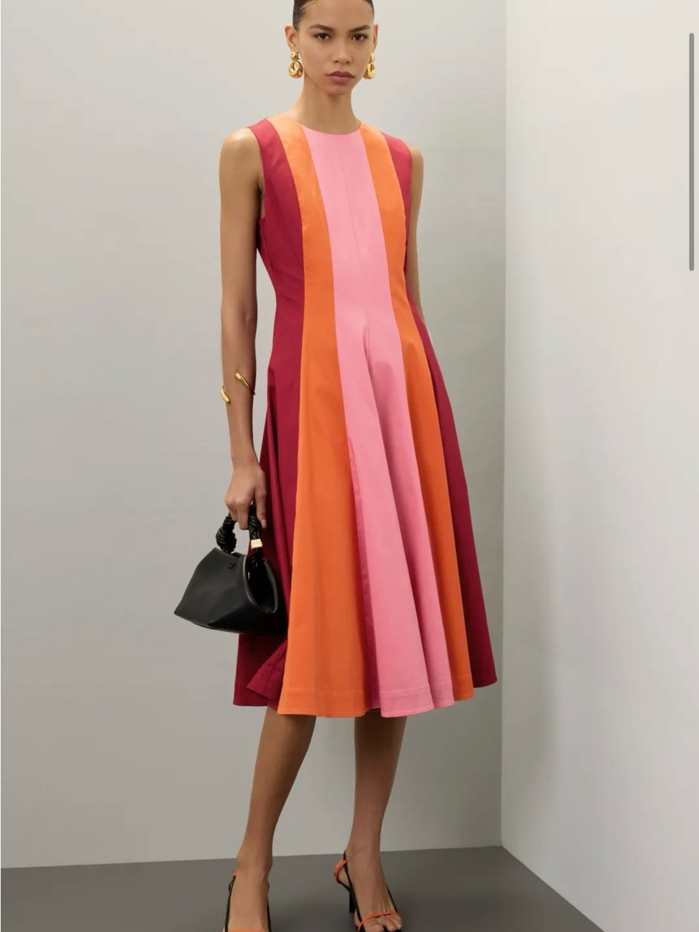 Roksanda Colorblock A-Line Sleeveless Dress in Pink, Orange & Burgundy - Picture 3 of 7